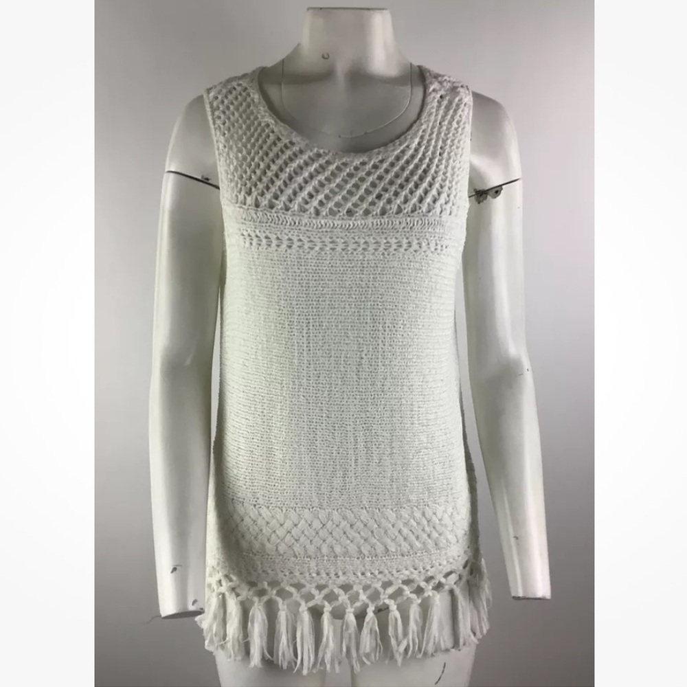 Lilly Pulitzer Sz L Limon Sleeveless Open Knit Tank Sweater In Resort White